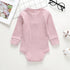 Ribbed Solid Front Button Long-sleeve Baby Romper