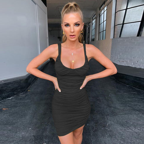 Sexy Pleated Tank Top Dress