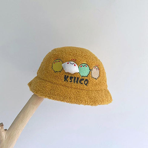 Autumn and winter lamb feather chicken pattern warm fisherman hat 17.7-18.8 inches