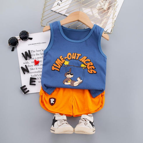 Summer sleeveless vest boy's two-piece set