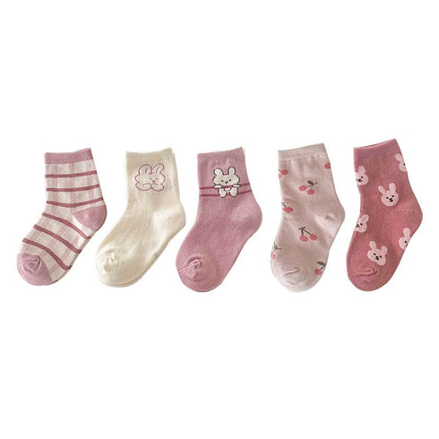 Cherry bunnies socks wave color matching cartoon socks
