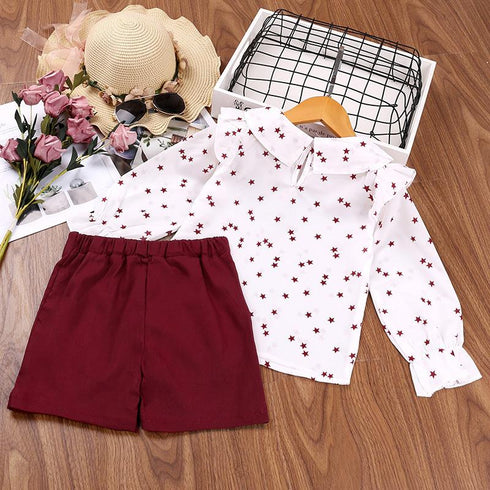 Spring and Autumn Girls Long Sleeve Skirt Pants Two-Piece Set