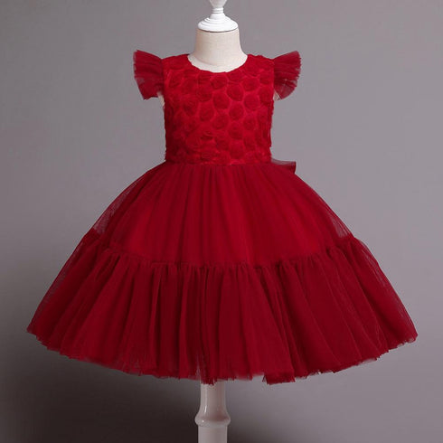 Children's Dress Princess Dress Christmas Performance Costume Small Host Show Yarn Dress