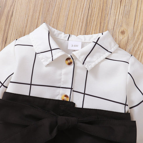 Long Sleeve Plaid Dress Belt