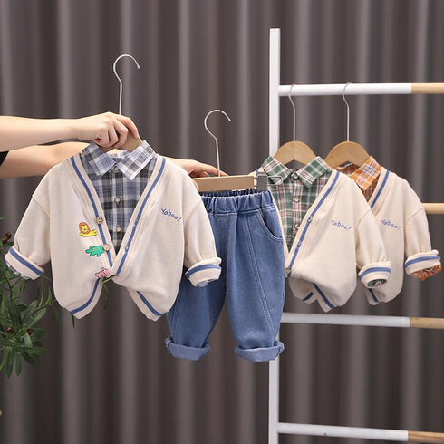 Children's Spring and Autumn Cardigan Set of Three