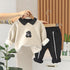 Autumn and winter boys plus velvet long sleeve two-piece set