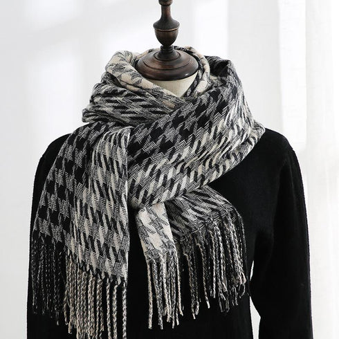 Fashion Plaid Scarf Sweet Cashmere Scarf Thickened Warm Shawl