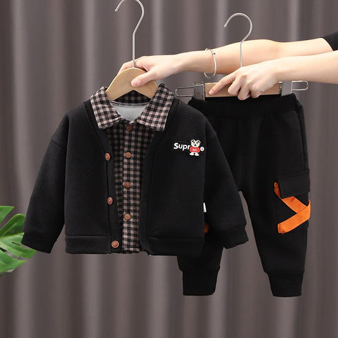 Boys fall/winter three-piece suit plus velvet sweater suit