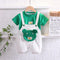 Casual Suspenders Two Piece Suit With Bag Round Neck Short Sleeve Suit