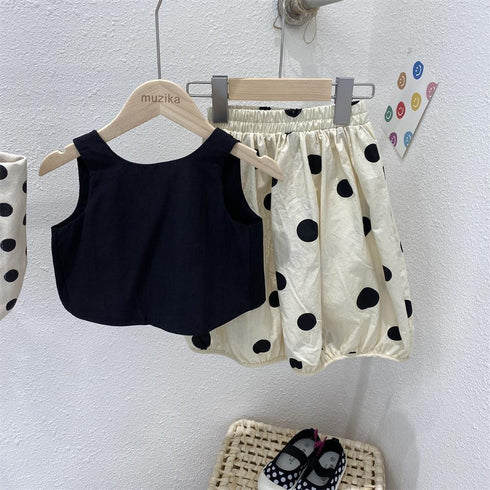 Summer Children's Set Girls Floret Shirt Polka Dot Skirt