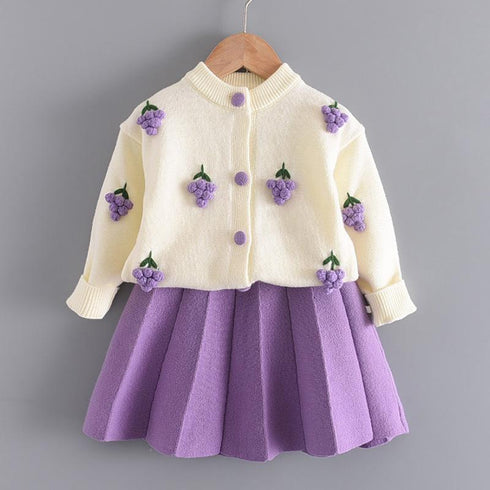 Children's sweater skirt cardigan fall/winter two-piece sweater