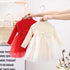 New Year's Christmas children's base skirt round neck solid color slim knit base shirt skirt