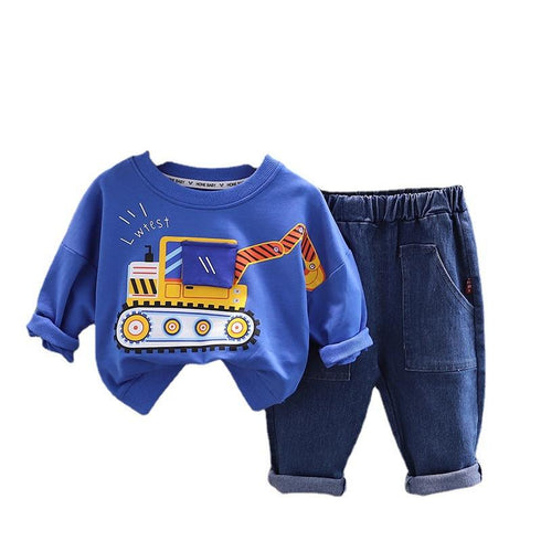 Spring and Autumn Boys' Long Sleeve Suit Two-Piece Set