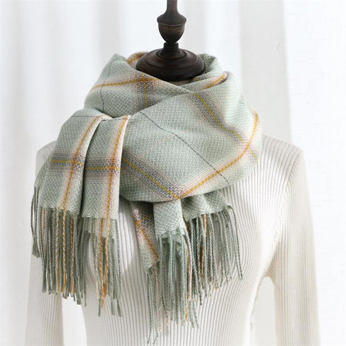 Fashion Plaid Scarf Sweet Cashmere Scarf Thickened Warm Shawl