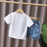 Boys summer suit short sleeve denim shorts two-piece set