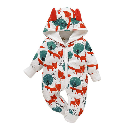 Autumn And Winter Cartoon Printed Baby Jumpsuit