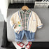 Boy's Handsome Long Sleeve Cardigan Jacket Baby Casual Suit