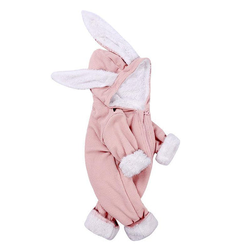 Autumn And Winter Baby Children's Clothing Rabbit Ear Jumpsuit Plus Velvet To Keep Warm
