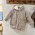 Children's cotton-padded clothes with velvet padded corduroy plaid cotton-padded jacket winter hooded coat