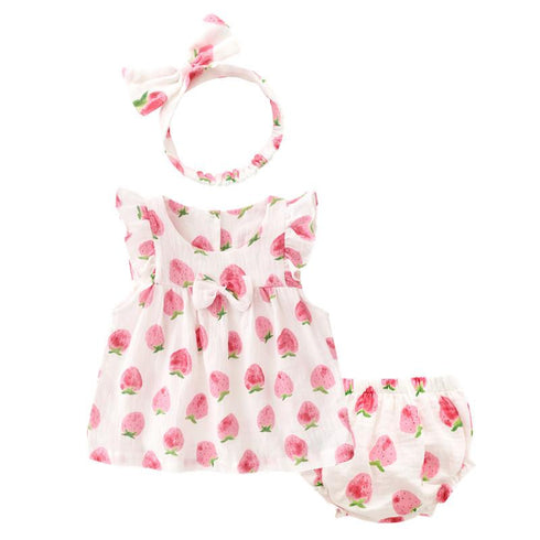Summer gauze girl princess skirt dress set of three