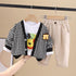 Boy's Spring and Autumn Long Sleeve Sweater Cardigan Three-Piece Set