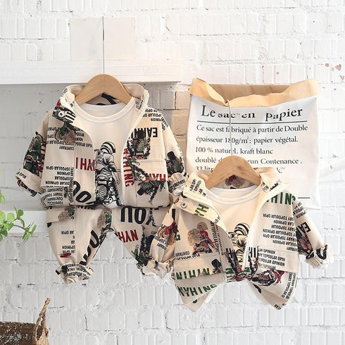 Boys' Spring and Autumn Sports Three-Piece Set