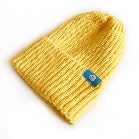 Warm knitted smiling face multicolor hat 13.77 inches