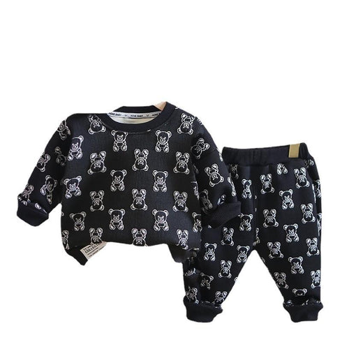 Winter children's velvet suit two-piece set