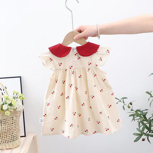 Girl's Dress Summer Girl's Toll-Neck Cotton Dress