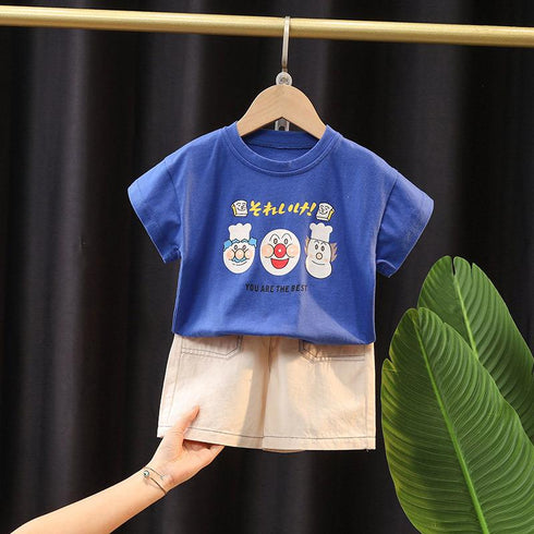 Boys summer short sleeve t-shirt casual pants two-piece set