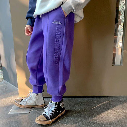 Cashmere pants padded toe knickerbockers children's one-piece velvet casual pants