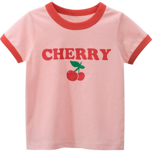 Summer girls short sleeve cherries