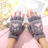 Bear's paw imitation mink cat's claw half finger flip writing warm gloves
