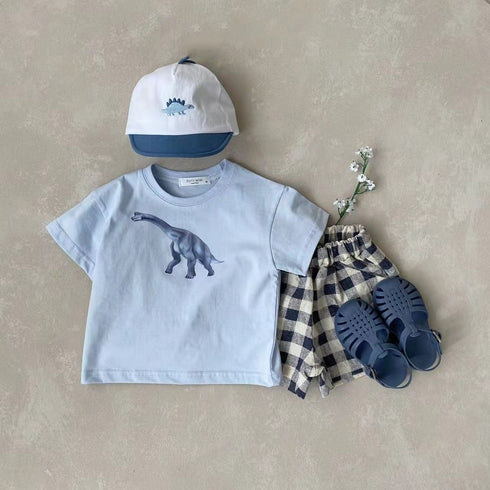 Thin Cotton Round Neck Dinosaur Short Sleeve T-shirt Sports Casual Bottoming Shirt