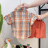 Children's Suit Plaid Shirt Short Sleeve Summer Two-Piece Set