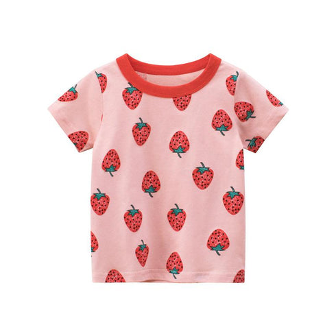 Summer girls new strawberry short sleeves