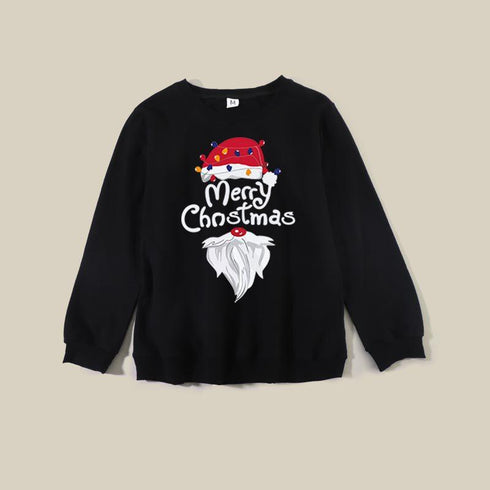 Family of three black vests Santa cartoon printed Christmas top