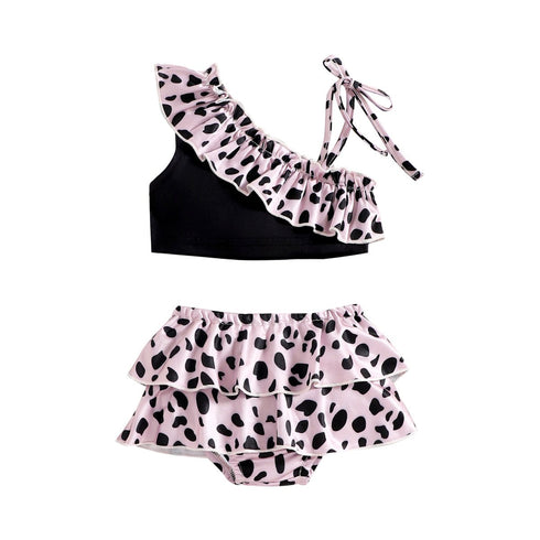 Summer Girl's Leopard Shoulder Swimsuit
