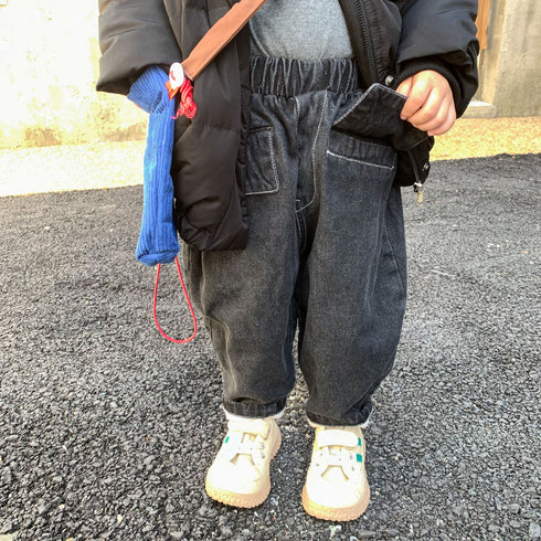 Children's Cashmere Thickened Denim Pants Baby Casual Loose Jeans