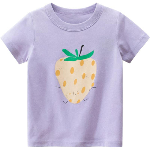 Summer girls short sleeve strawberries