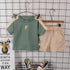 Summer children's solid color letter cotton short sleeve set