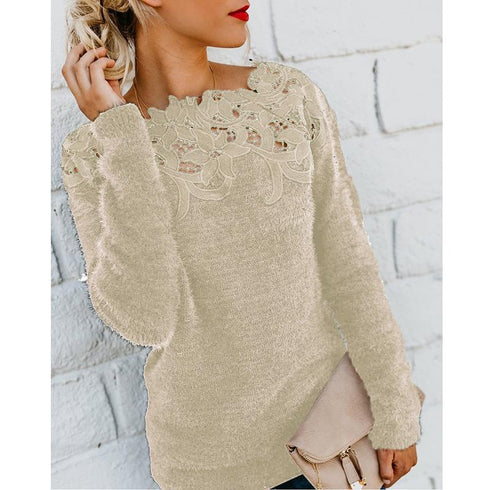 Mosaic Lace Long Sleeve Sweater