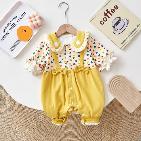 Net Red Baby Autumn Clothes Female Baby Out Clothes Newborn Jumpsuit Spring And Autumn Suit 100 Days One Year Old Climbing Clothes