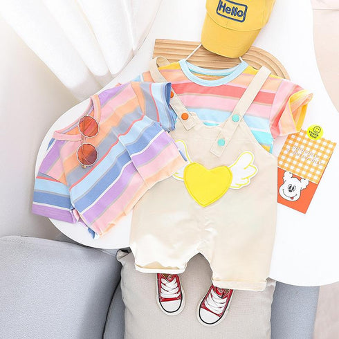 Cute Angel Wing Strap Pants Two Piece Set