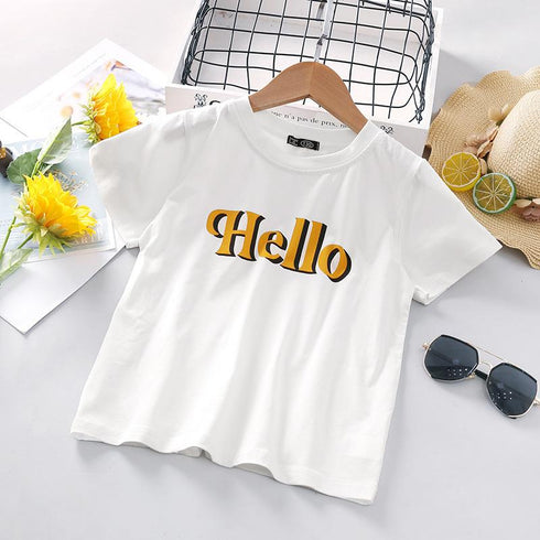 Girls Summer Letter Short Sleeve Skirt Suit