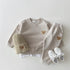 Spring and autumn newborn baby cotton bear round neck sweater sports suit