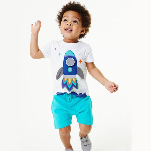 Summer boy rocket short sleeve suit