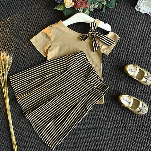 Summer girls short sleeve top shorts two-piece set