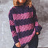 Fall and Winter Rhombus Contrast Stripe Spliced Loose Knit Sweater