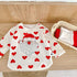 New Year's cute Santa Claus wave dot pullover long sleeve warm heart sweater plus velvet pants